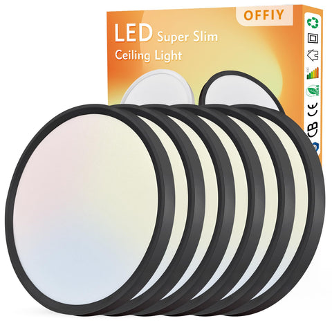 OFFIY 6PK 12in LED flush mount light delivers even brightness for living spaces.