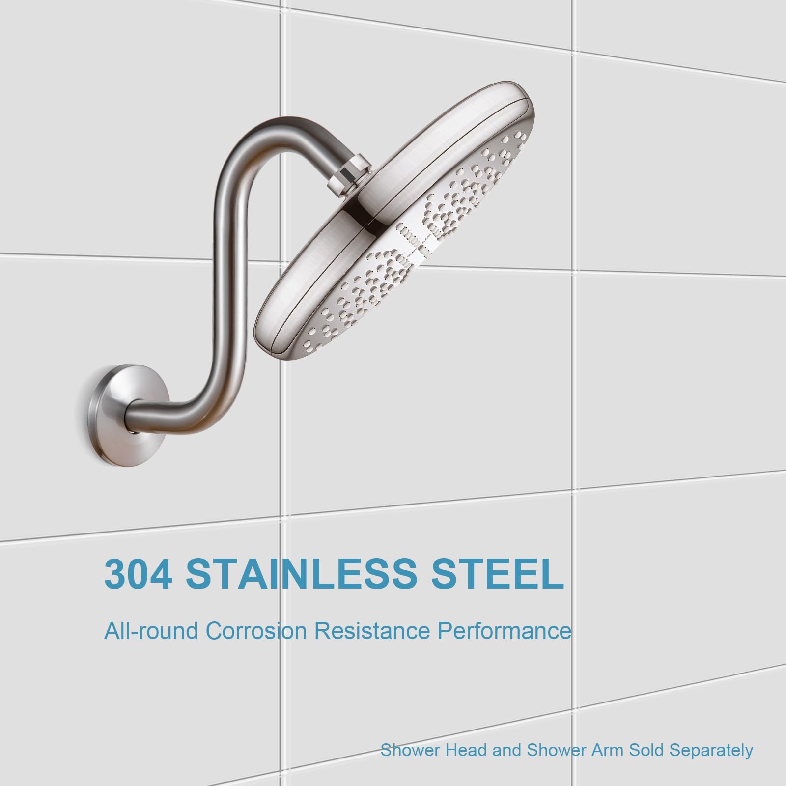 OFFO brushed nickel finish resists corrosion in hard water environments
