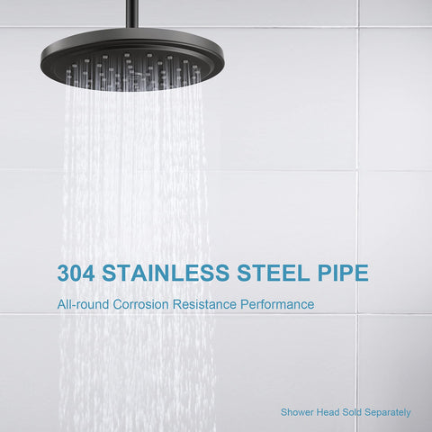 OFFO rain shower head straight arm provides consistent rain-like flow.