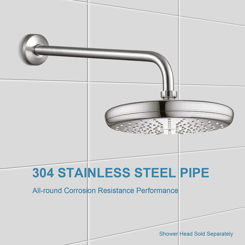 OFFO 16-inch shower arm installed on wall-mount for flexible layout