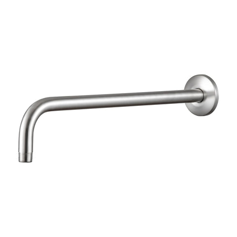 OFFO brushed nickel shower arm with flange for secure wall-mount installation