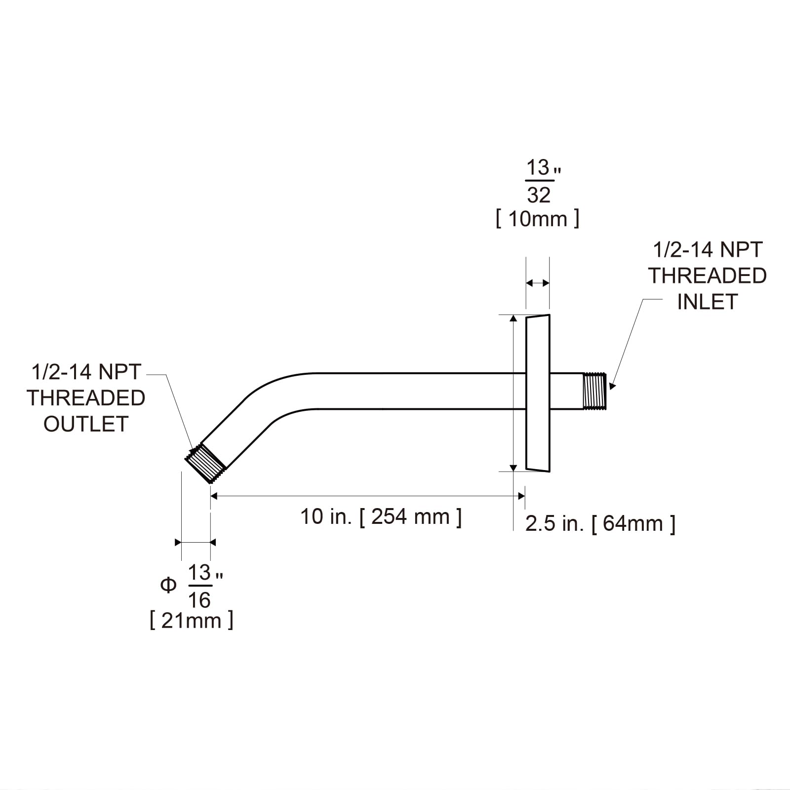OFFO shower arm flange compatible with fixed and handheld heads