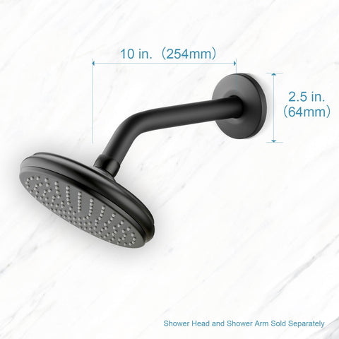 OFFO matte black design shower arm flange blends with contemporary bathrooms