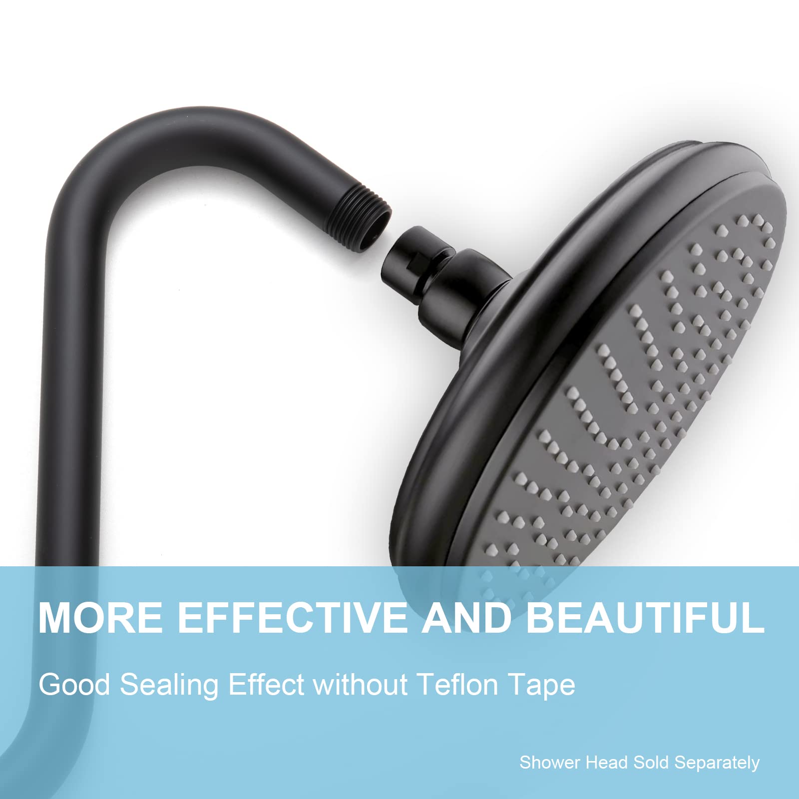 OFFO matte black flange and arm for a stylish, durable bathroom upgrade.