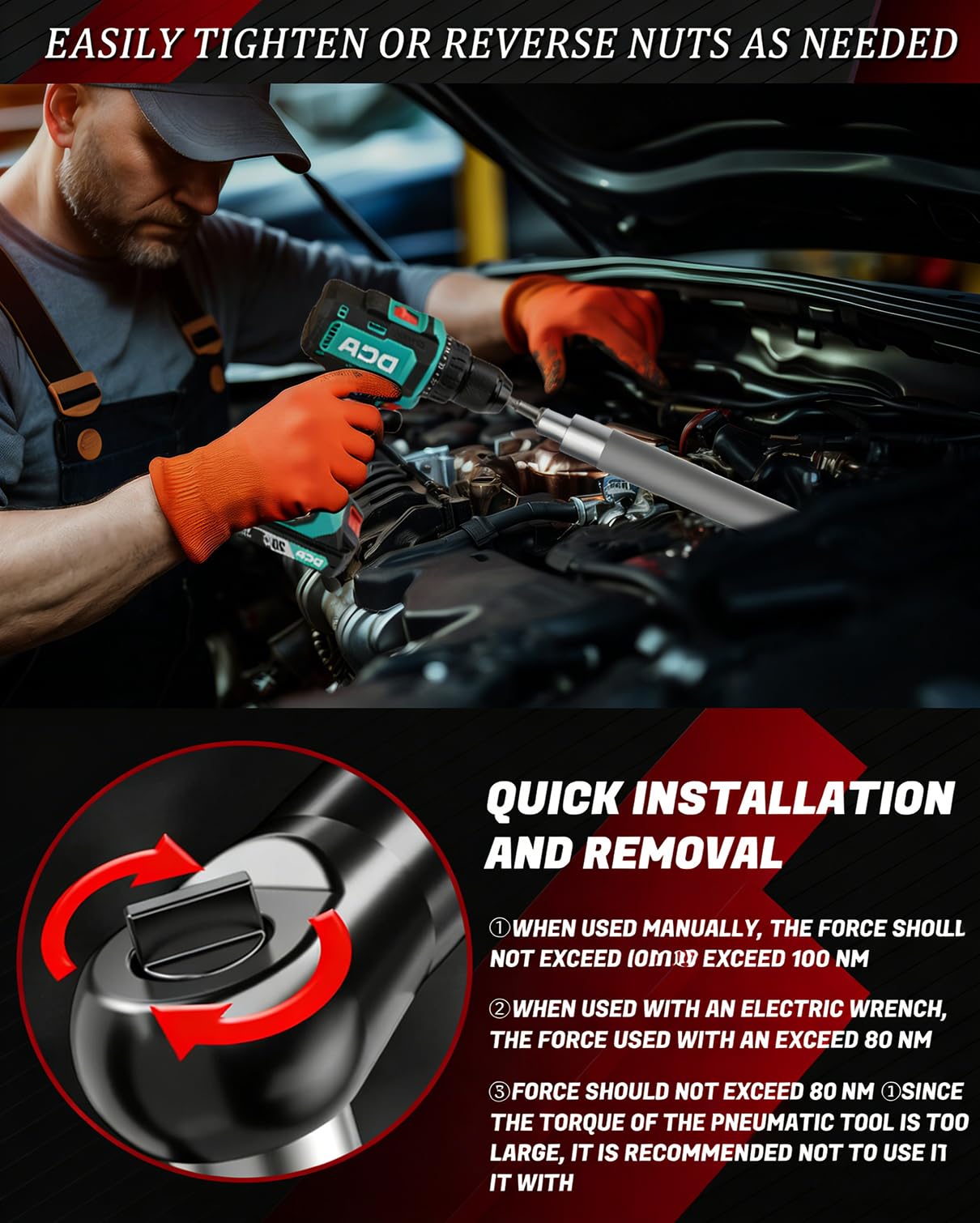 Offset Extension Wrench Impact drill compatible design boosts portability and integration.