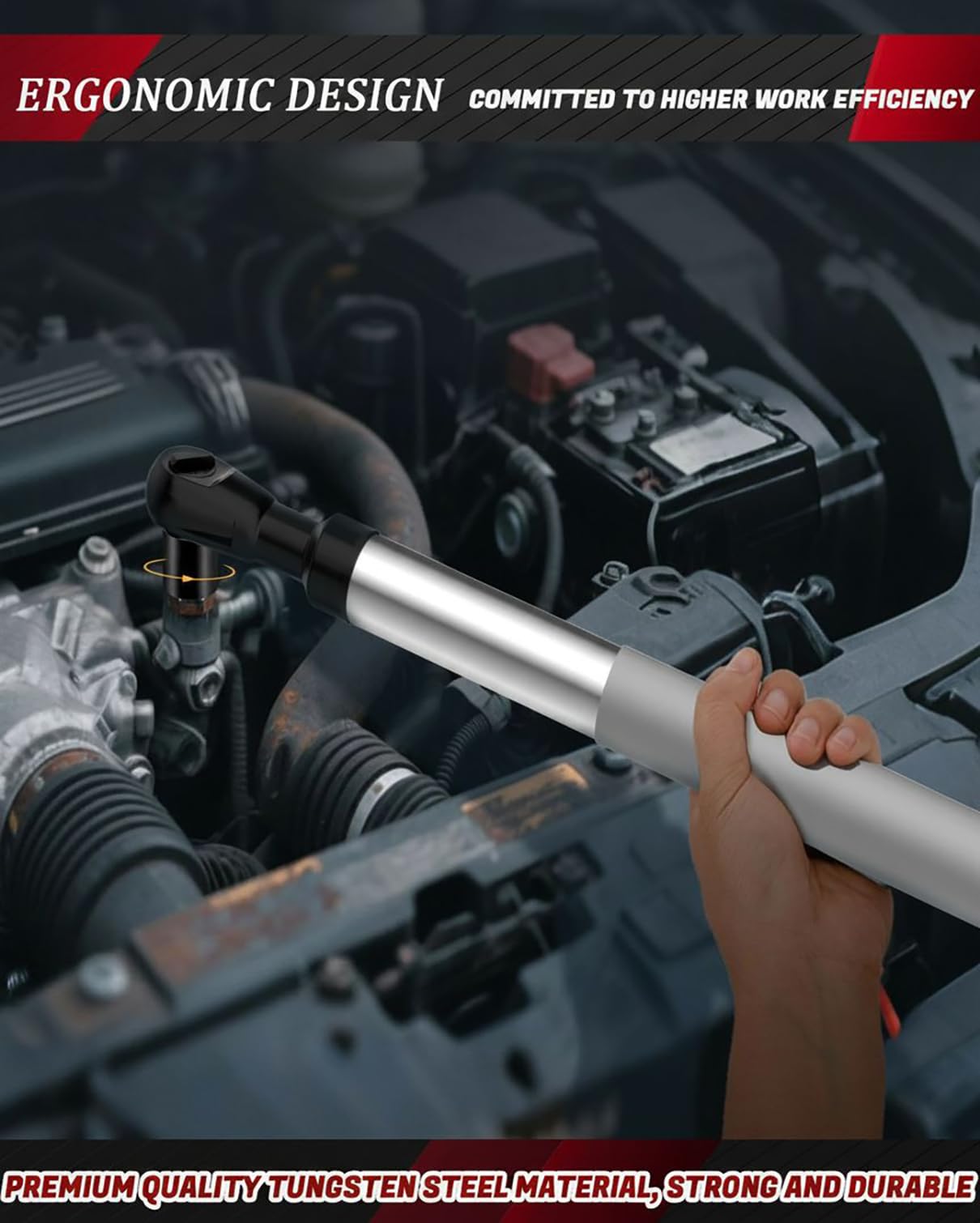Offset Extension Wrench Impact forward and reverse switch for easy tightening and loosening.