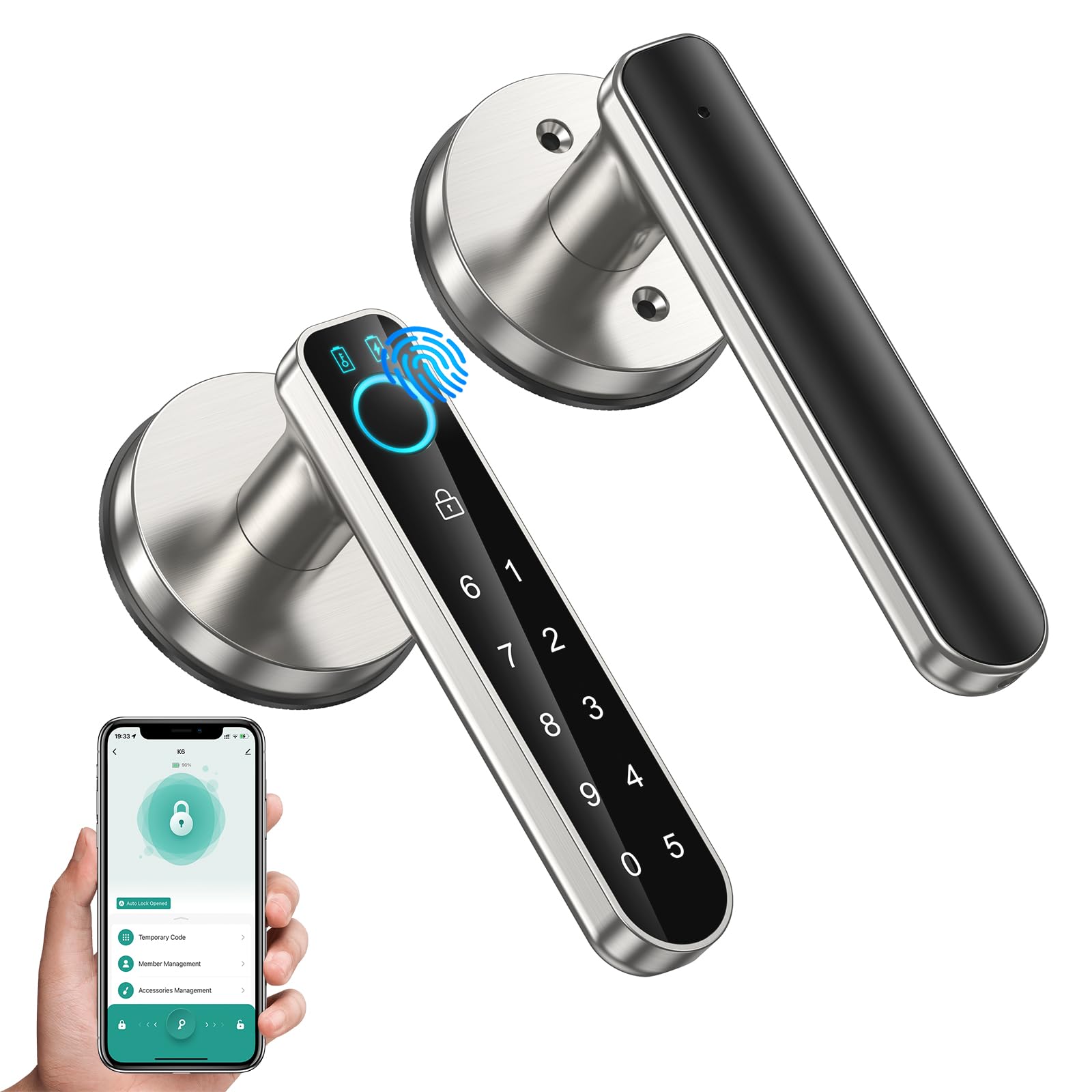 OFFTV fingerprint door lock front view enables quick access