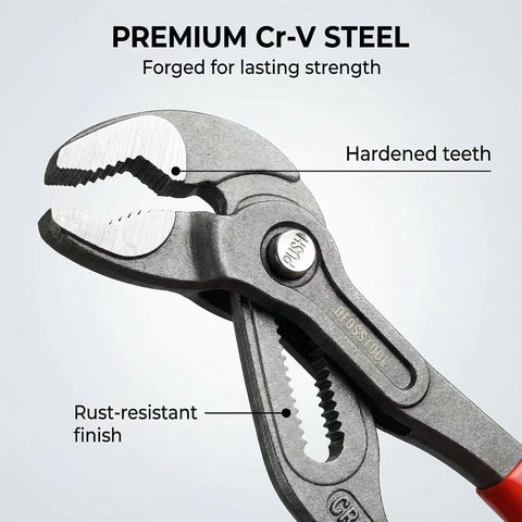 OFOSSTOOL V-Jaw plier teeth providing multi-point contact for slip-free hold