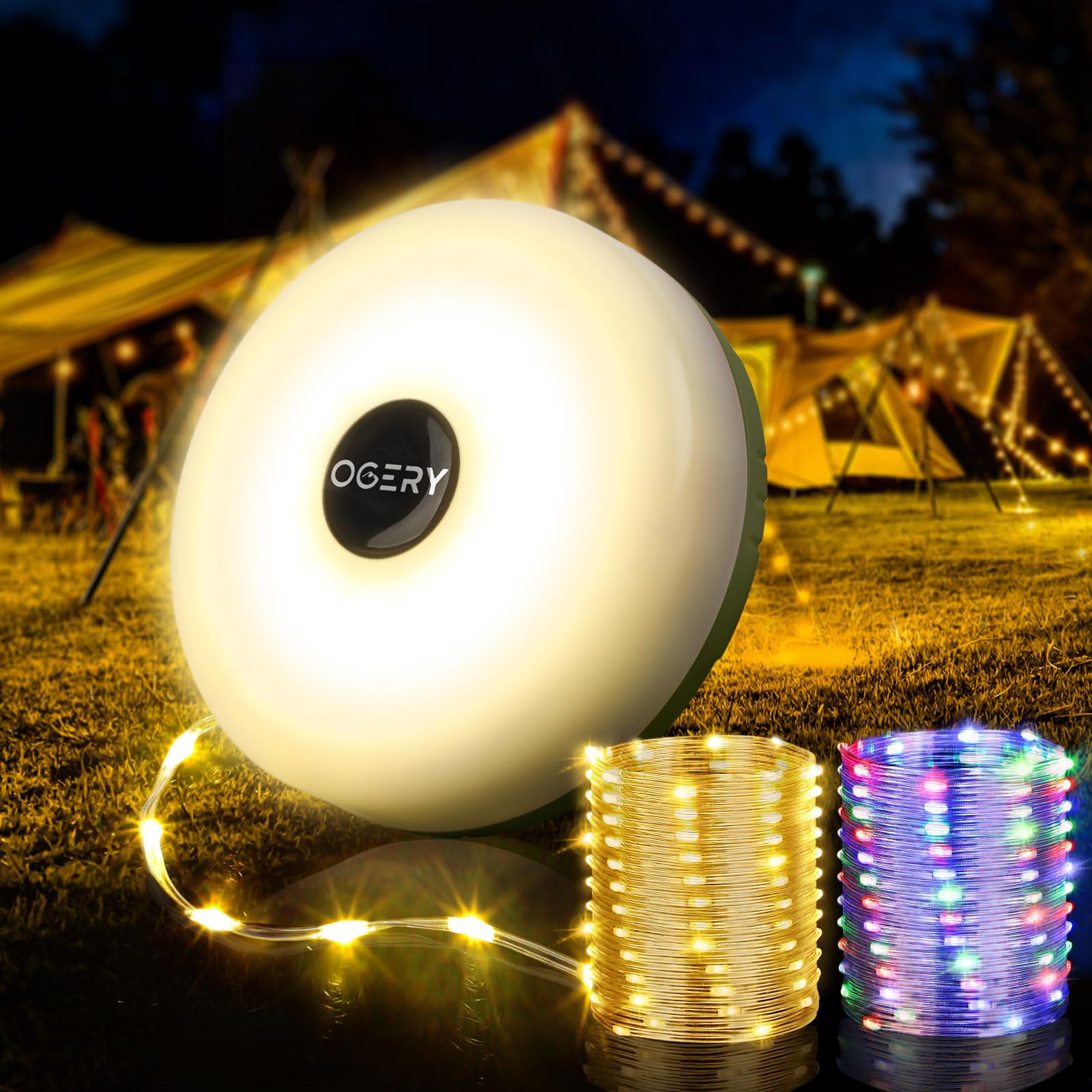 OGERY 32-8ft camping string lights 4-in-1 illuminate tents and patios for cozy evenings