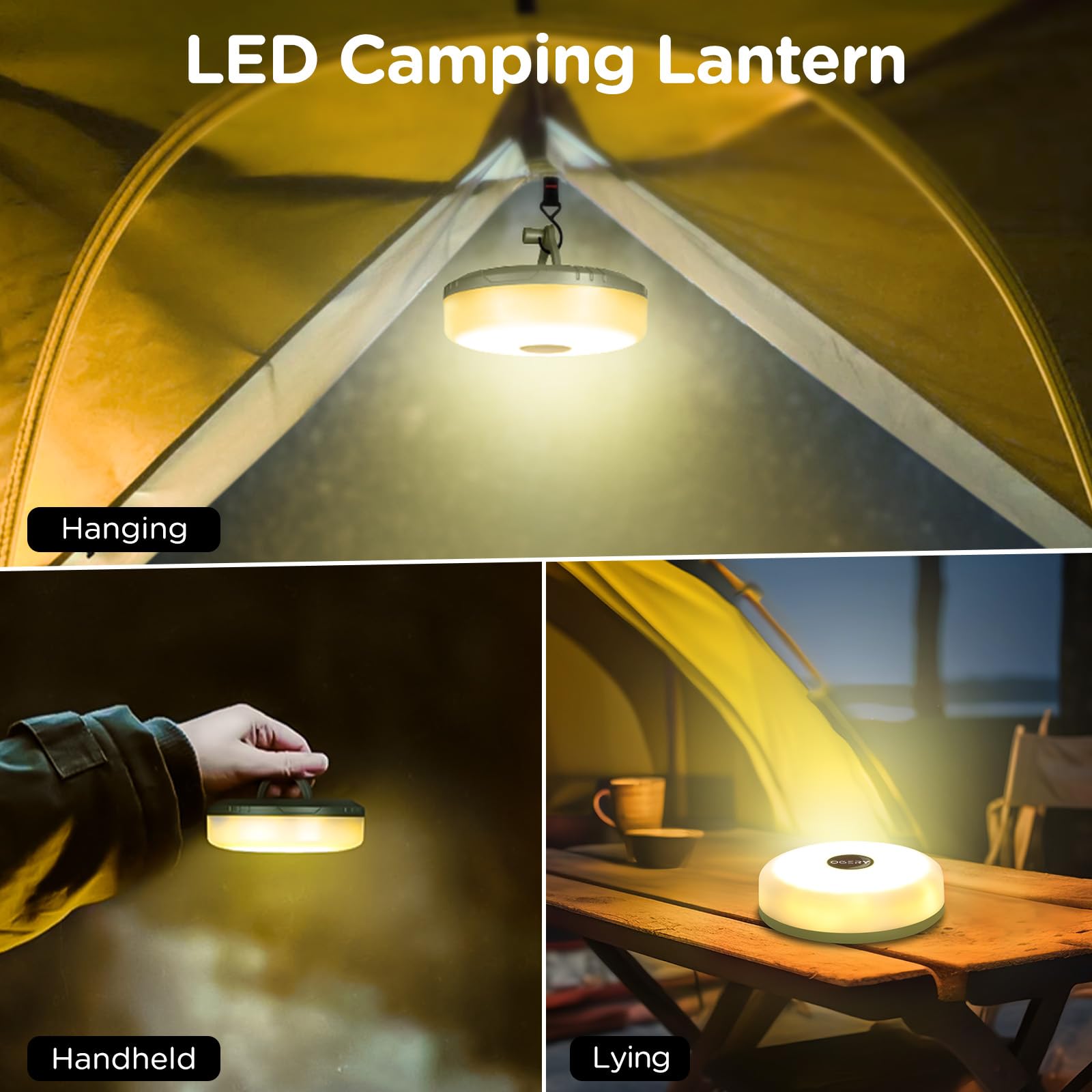 OGERY portable work light and flashlight mode for campsite tasks