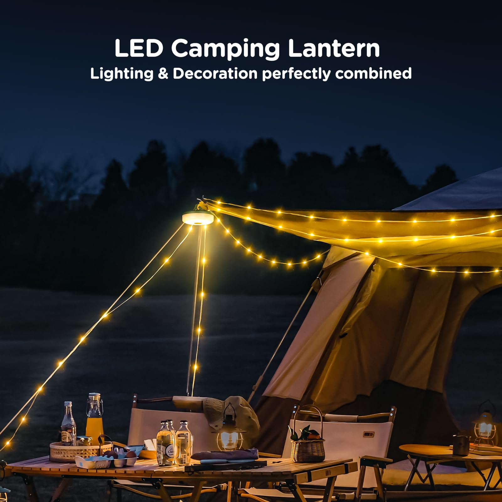 OGERY USB rechargeable camping light provides bright task lighting for camping and emergency use
