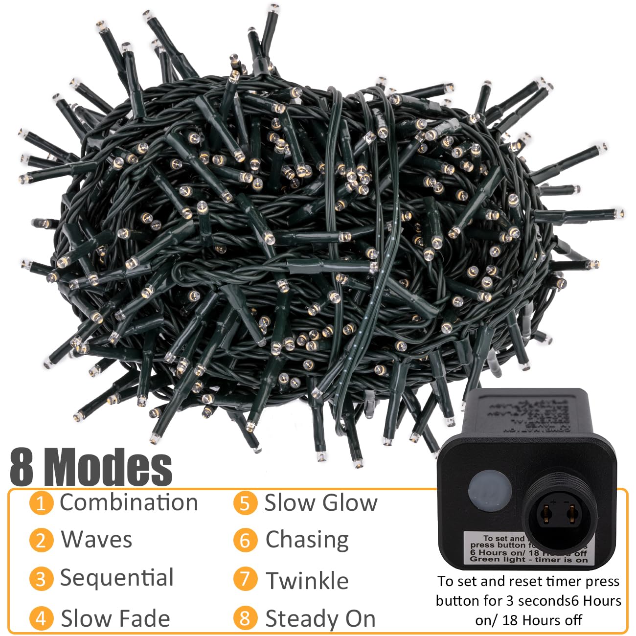 Ogrmar 8 modes light settings for versatile mood lighting.