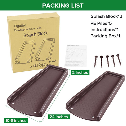 Ogutter brown splash blocks packaging highlights simple setup and long-lasting use