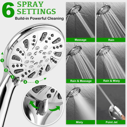 OHDAY 6-mode shower head with versatile spray options