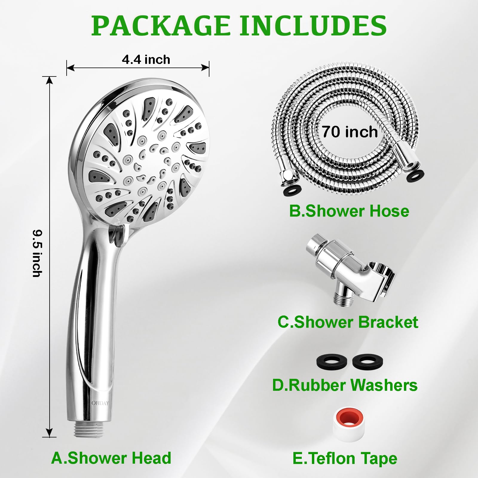OHDAY 70-inch stainless steel hose provides flexible reach