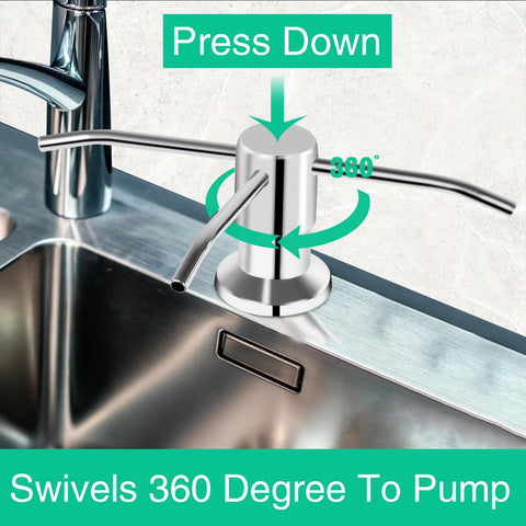 Built-in kitchen dispenser with 47-inch extension tube for tidy counters.