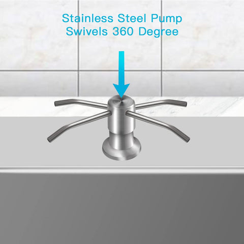 OHiHi dish soap dispenser, brushed nickel, side view for sleek kitchen update.