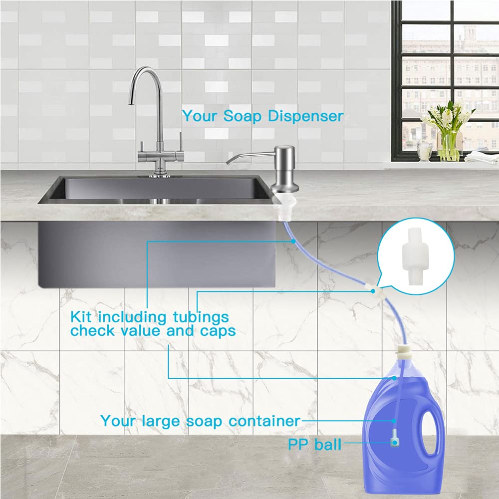 OHiHi dish soap dispenser on countertop ready for convenient dishwashing sessions.