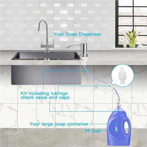 OHiHi dish soap dispenser on countertop ready for convenient dishwashing sessions.