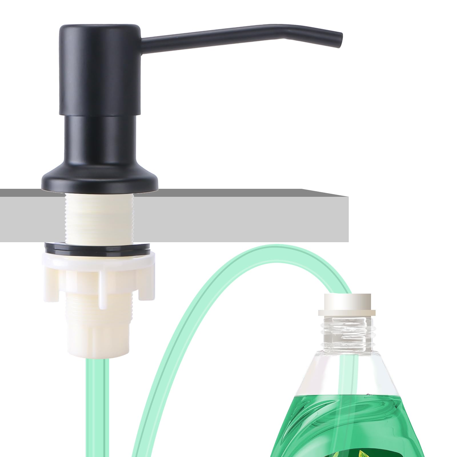 OHiHi built-in kitchen sink soap dispenser with stainless steel body for clean, discreet use.