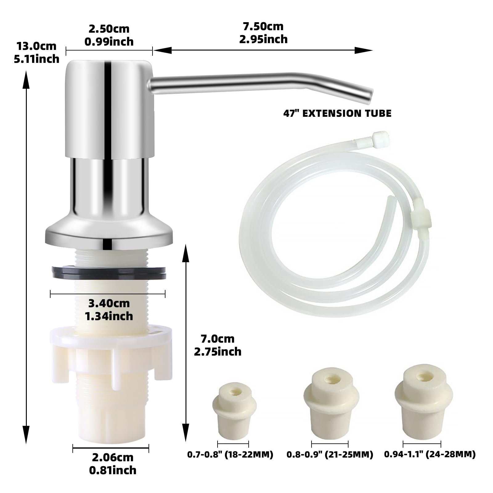 Includes rubber washers to prevent leaks on installation.