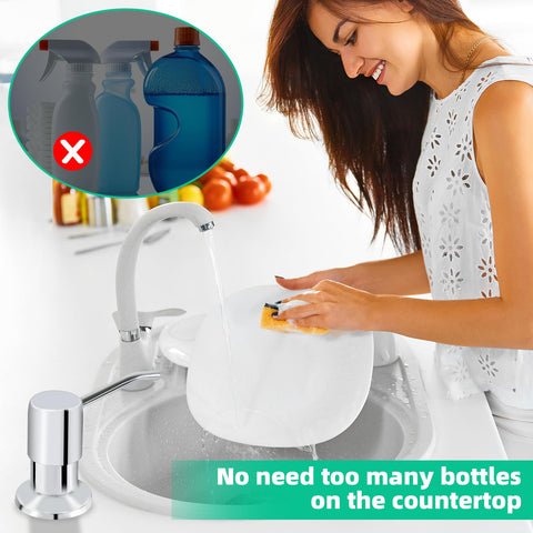 Multi-purpose dispenser for hand soap, dish soap, or lotion.