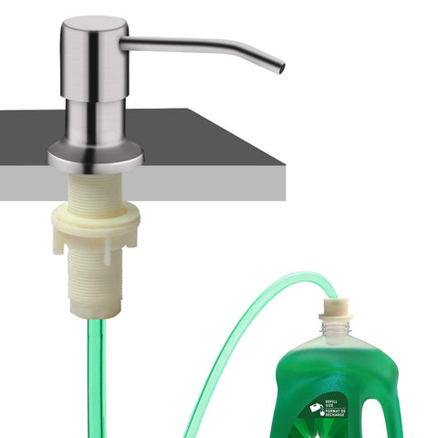 OHiHi soap dispenser built-in sink with brushed nickel finish for durable, convenient handwashing.