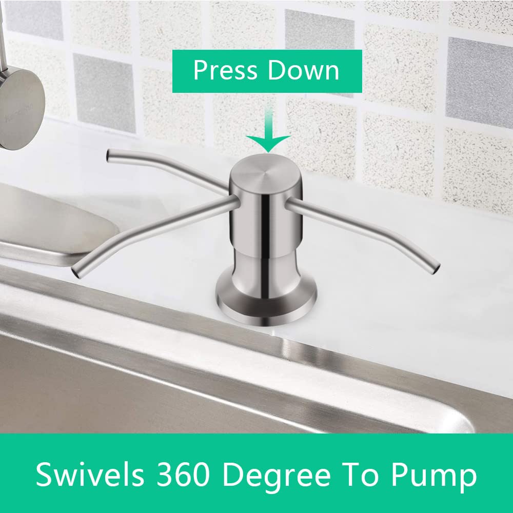 OHiHi soap dispenser with extended-tube design reduces refills and keeps counters tidy.