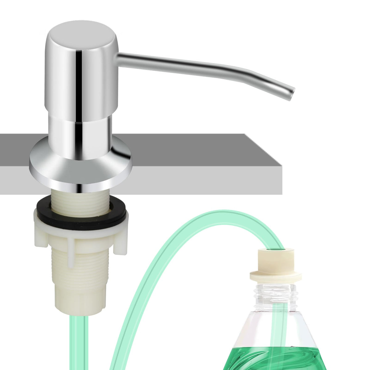 OHiHi kitchen sink soap dispenser in chrome finish, durable and rust-resistant.