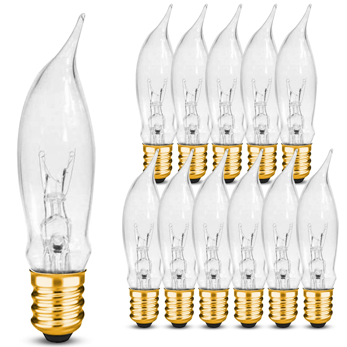 OHLECTRIC CA5 flame-tip clear bulb enhances chandeliers with decorative, elegant glow