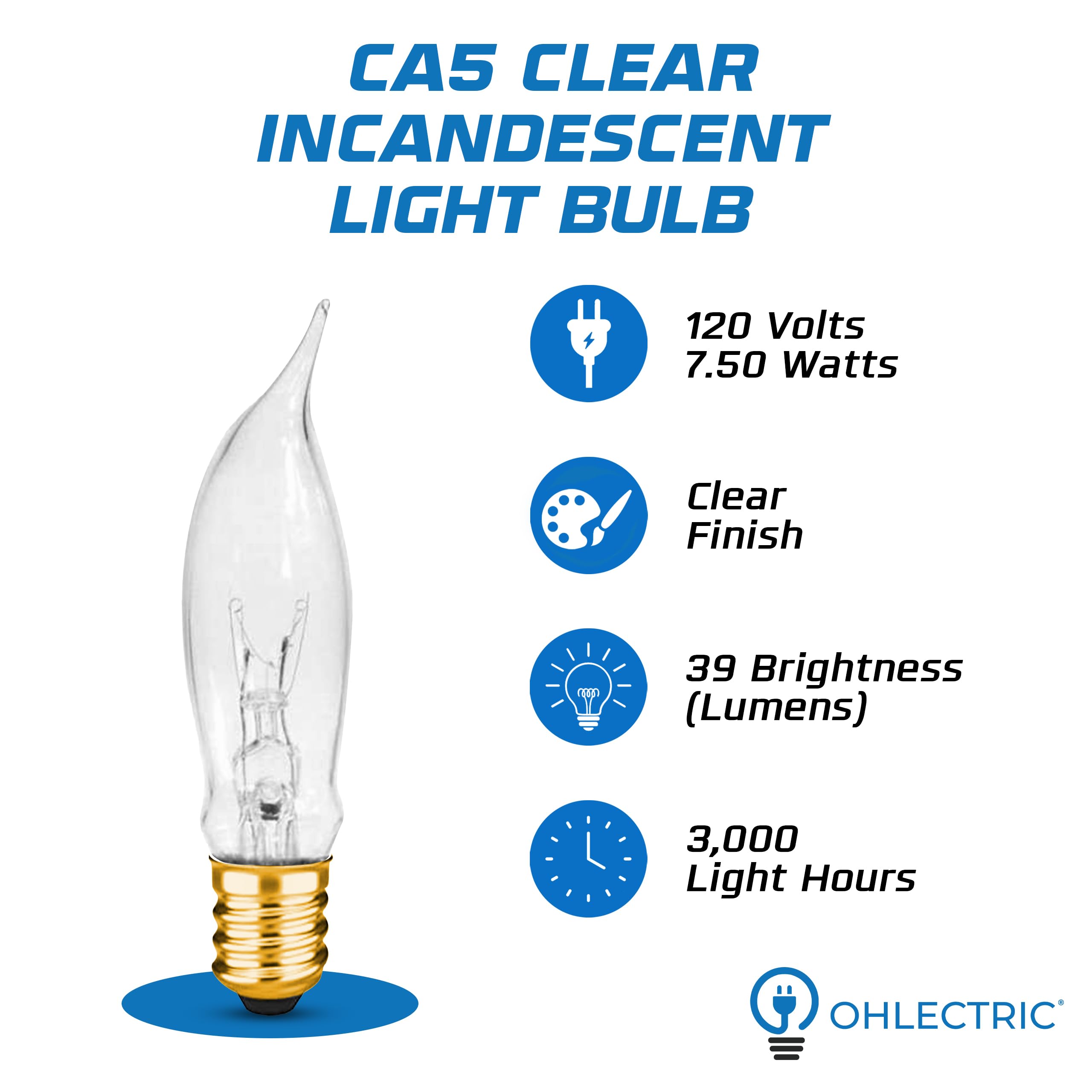 OHLECTRIC CA5 warm-white 2700K bulb creates inviting ambiance for dining areas