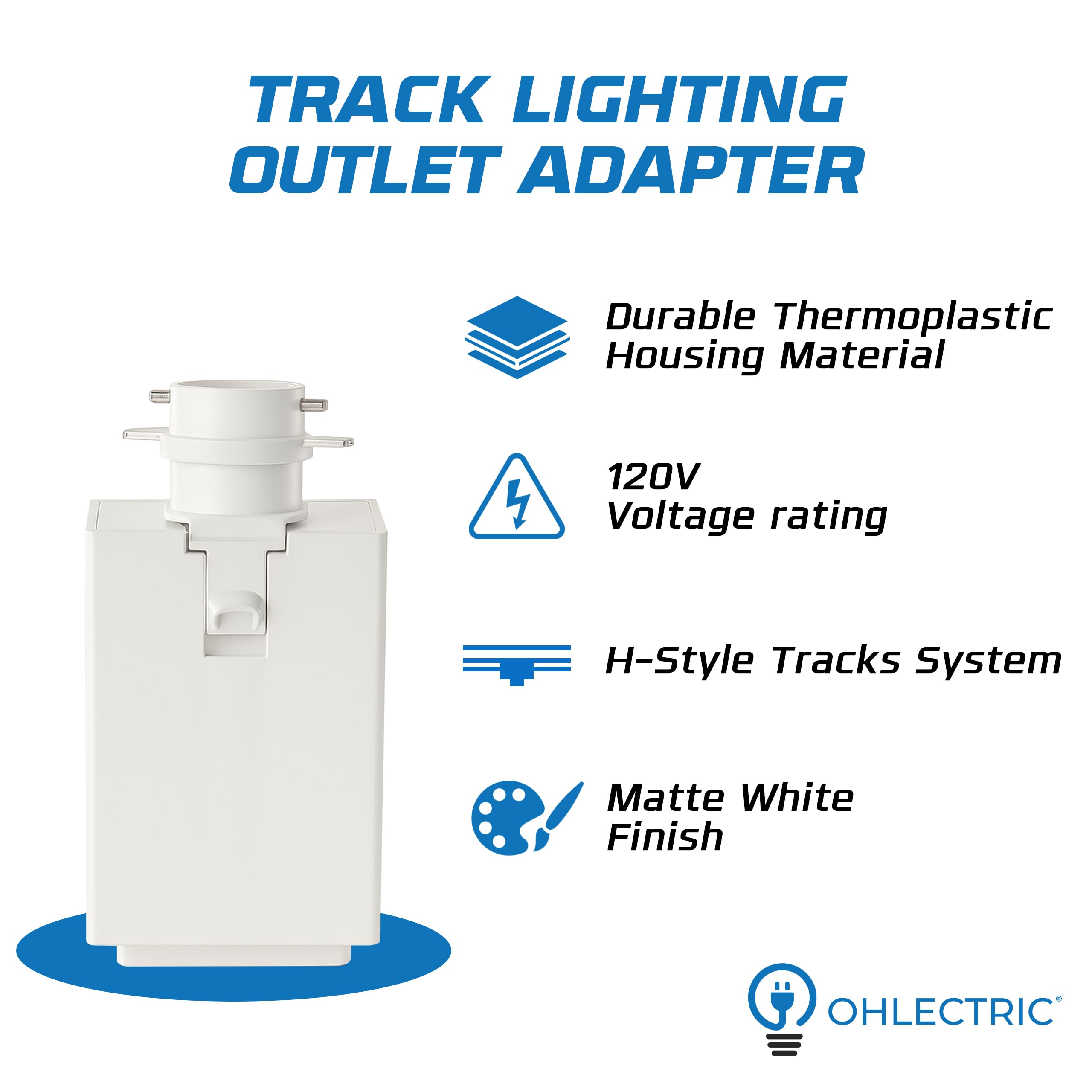OHLECTRIC clip-on power outlet on H-type track enables tool charging.
