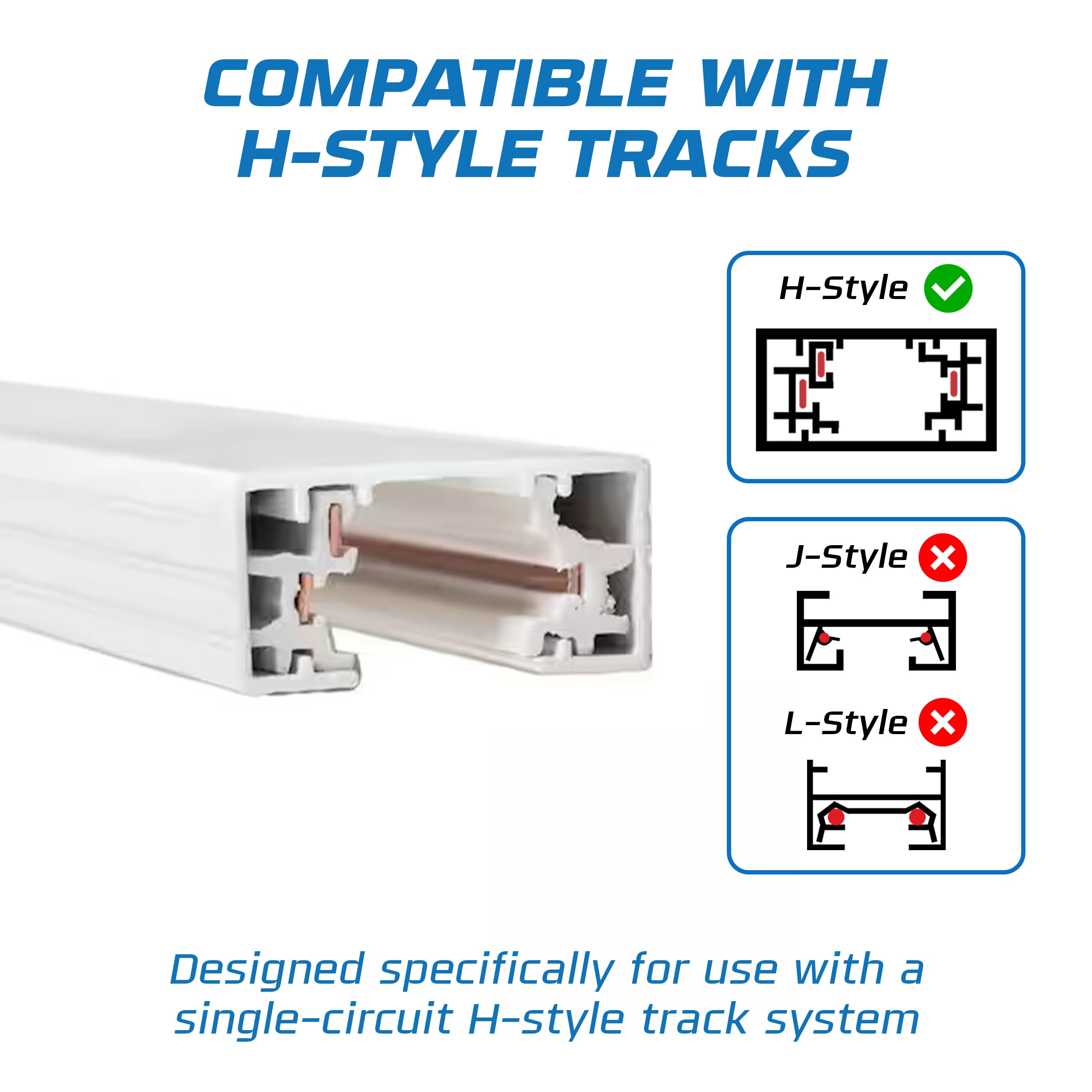 OHLECTRIC sleek white finish outlet adapter blends with rails.