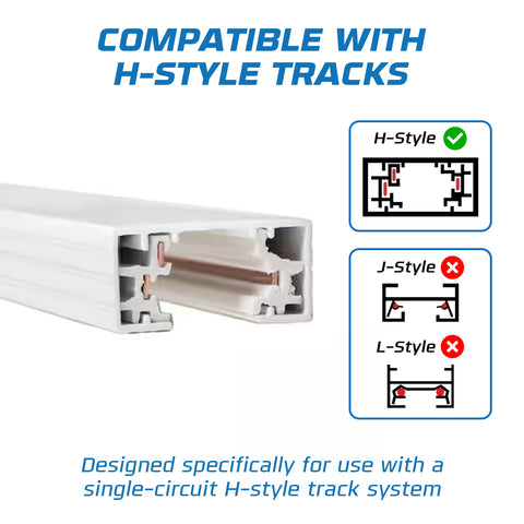 OHLECTRIC sleek white finish outlet adapter blends with rails.