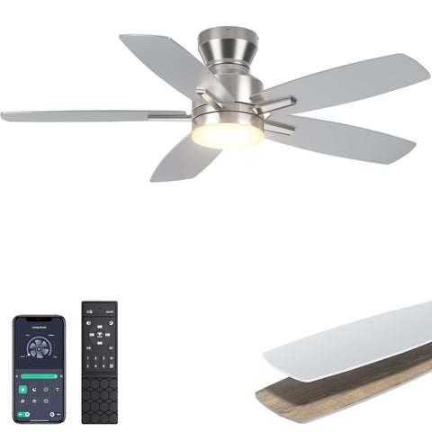 Ohniyou 42in ceiling fan with lights in silver for stylish living room