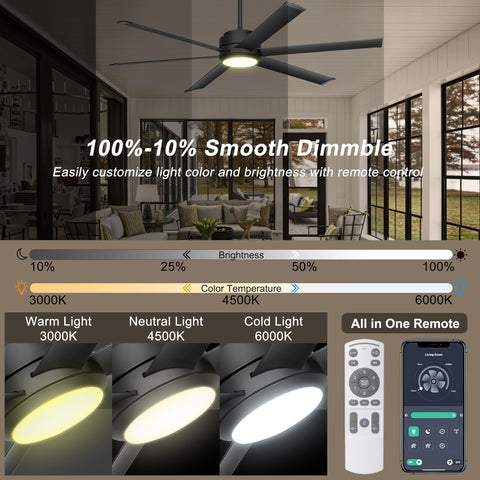 Ohniyou 60in ceiling fan silent operation for restful spaces.