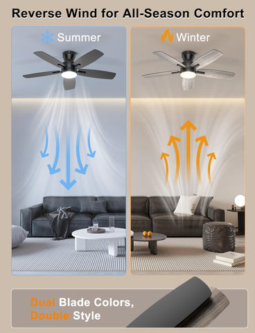 Ohniyou bedroom setup showcasing flush-mount design and calm airflow.