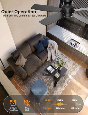 Ohniyou ultra-quiet DC motor ensures peaceful room airflow.