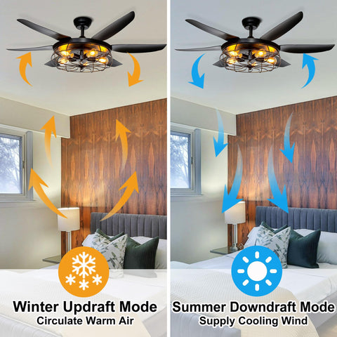 Ohniyou large 52-inch ceiling fan with durable blades in a living room