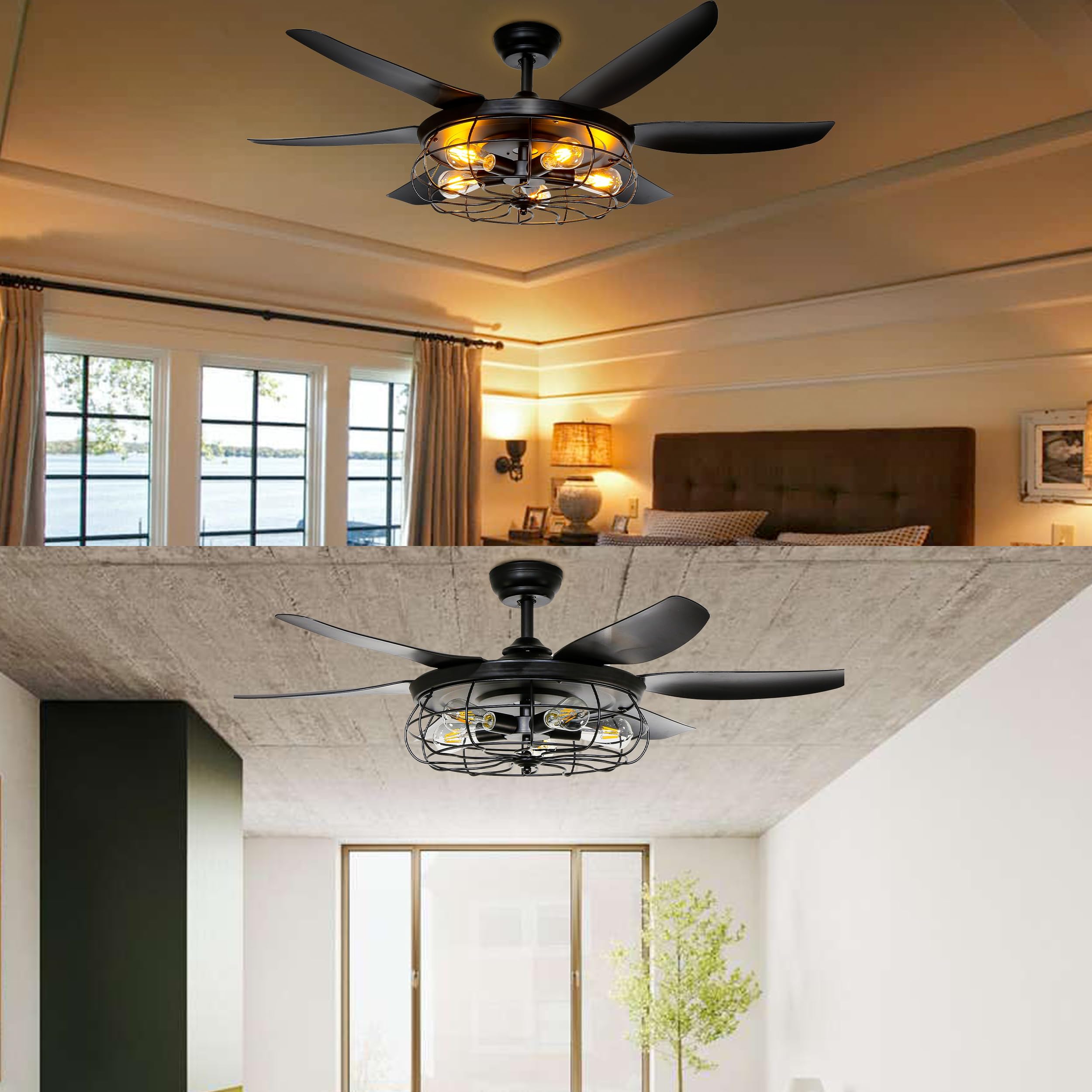 Ohniyou outdoor patio ceiling fan with lights for covered outdoor space