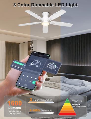 Ohniyou ultra-quiet DC motor ceiling fan for a gentle breeze.