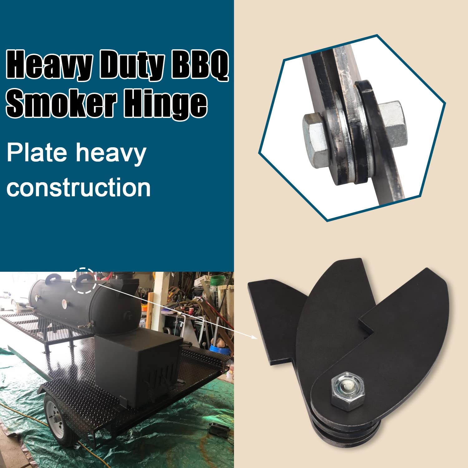 Ohoho BBQ smoker hinge weld-on plate 3/16 steel demonstrates lasting outdoor performance.