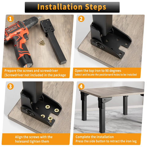 O.HSNYIU folding table legs 12in enable higher work surfaces and stability