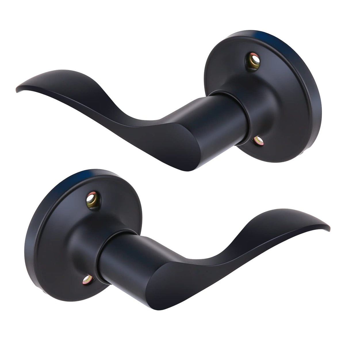 Ohuhu dummy door handles closeup, satin black finish, durable zinc alloy hardware.