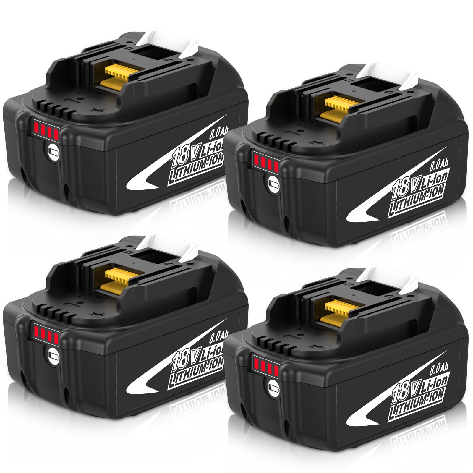 OHYES BAT 4-pack 8000mAh 18V battery for Makita tools, designed for extended operation.