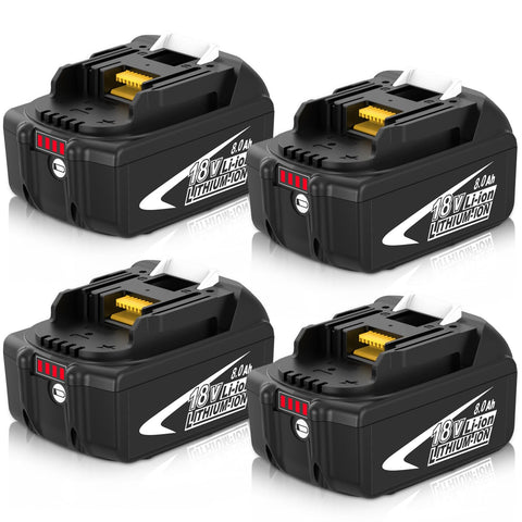 OHYES BAT 4-pack 8000mAh 18V battery for Makita tools, designed for extended operation.