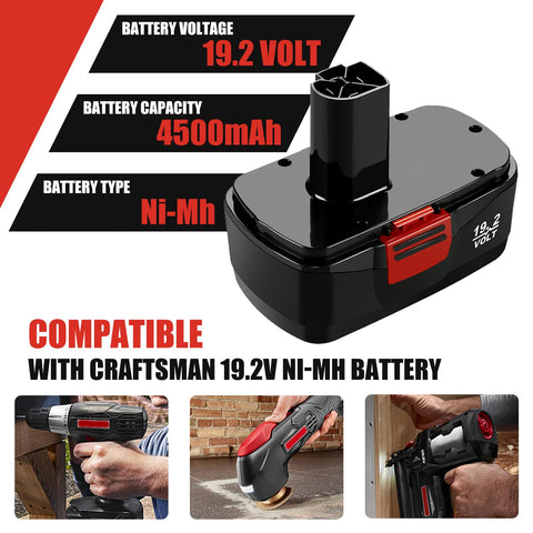 OHYES BAT 4500mAh Ni-MH cell provides reliable power for Craftsman devices.