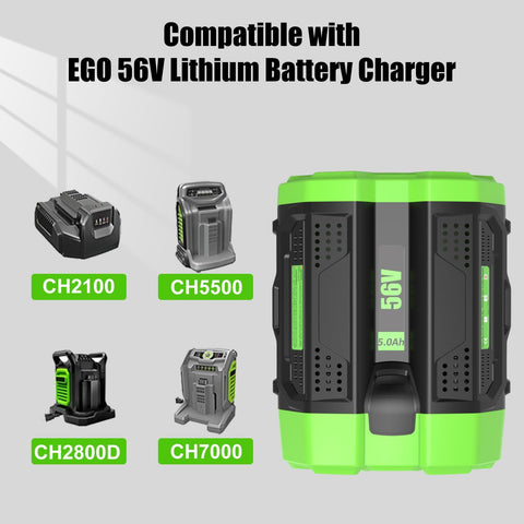 OHYES BAT 56V battery compatible with CH2100 and other EGO chargers.