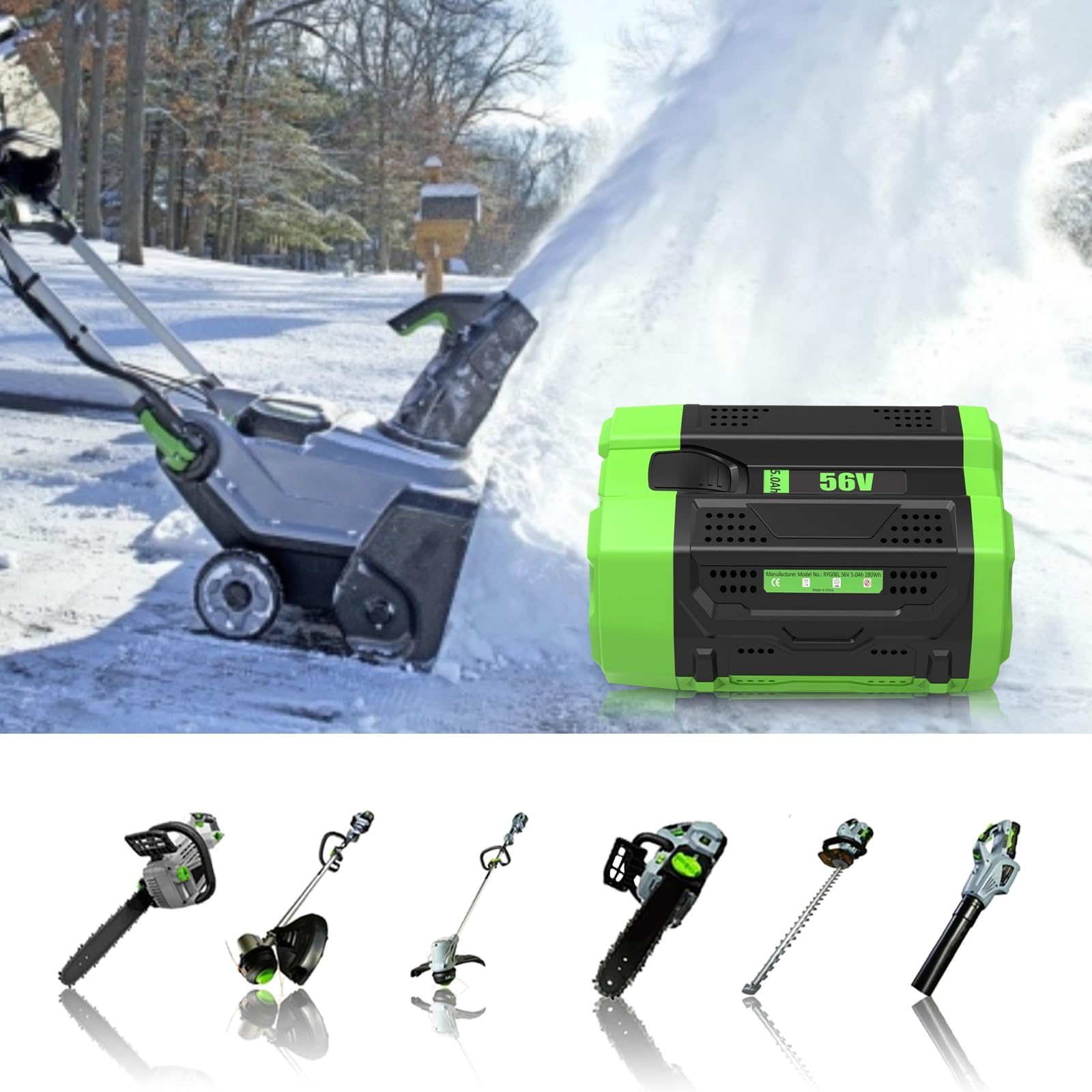 OHYES BAT 56V battery safe design for reliable cordless operation.