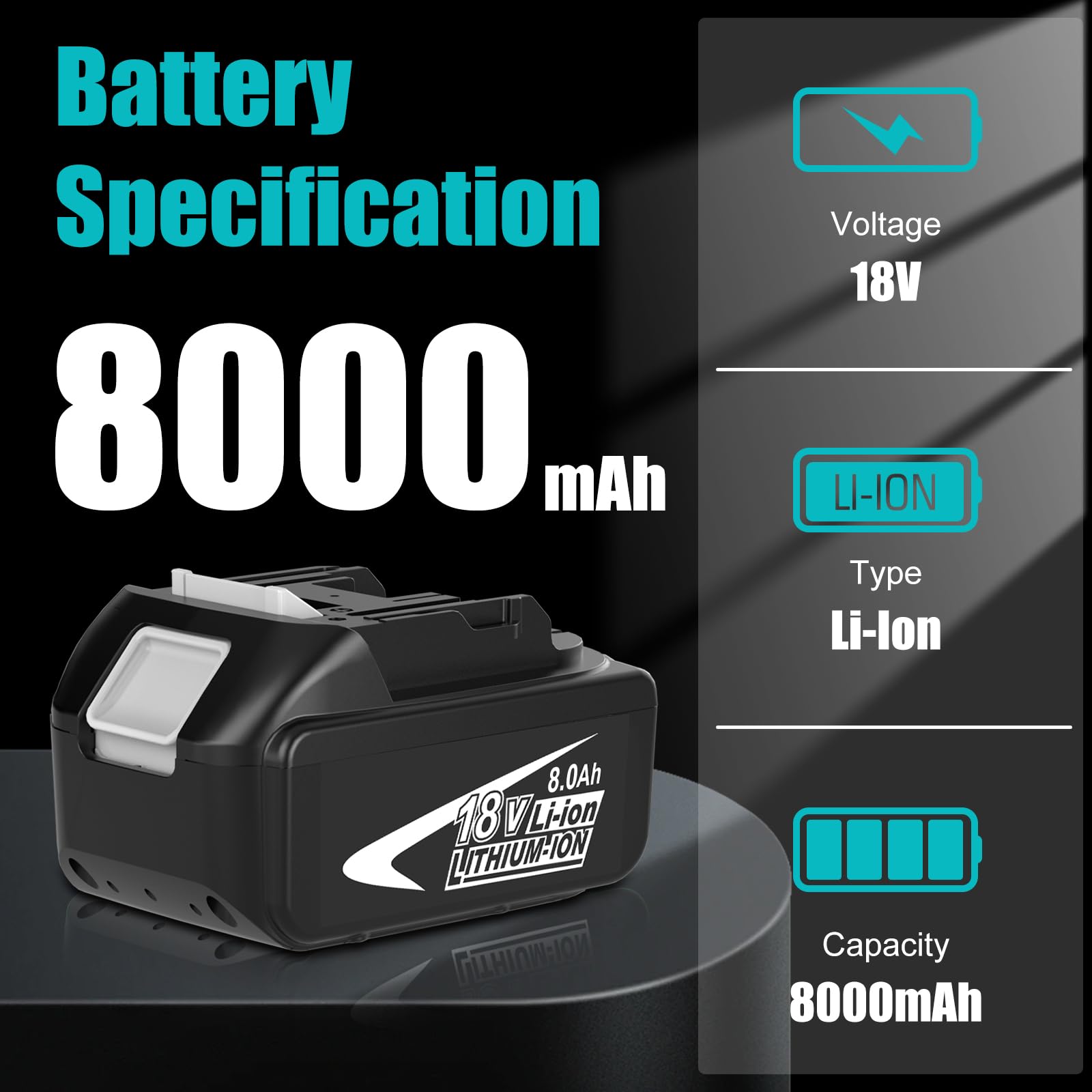 OHYES BAT compatibility with Makita 18V devices including BL1860B and BL1830B.